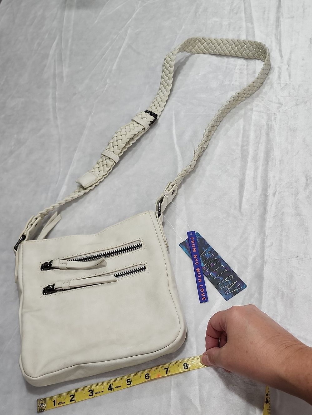 Violet Ray Ivory Crossbody Bag.